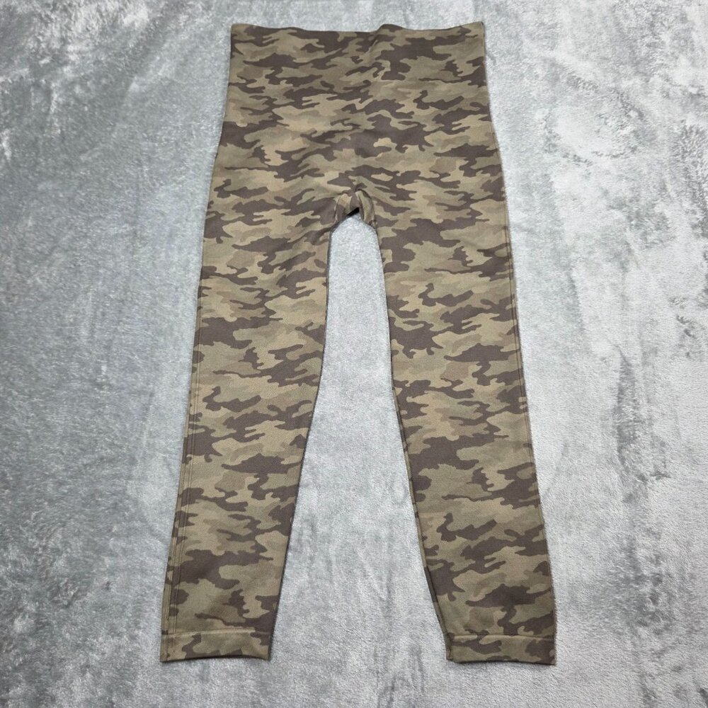 Spanx Pants Womens 1X Green Tan Camo Look At Me Now Cropped Leggings